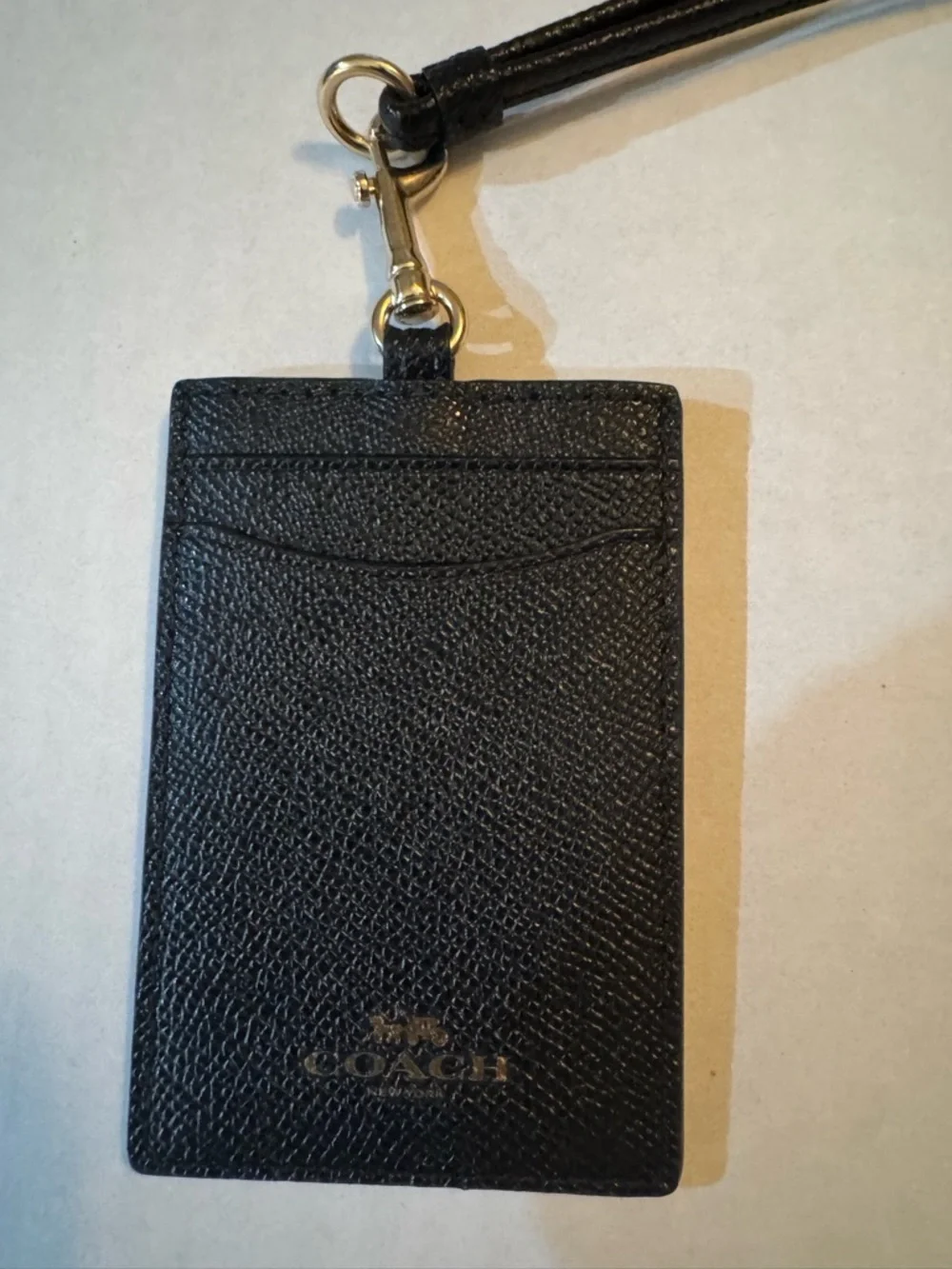 Coach Signature Solid Black Lanyard ID Badge Card Holder